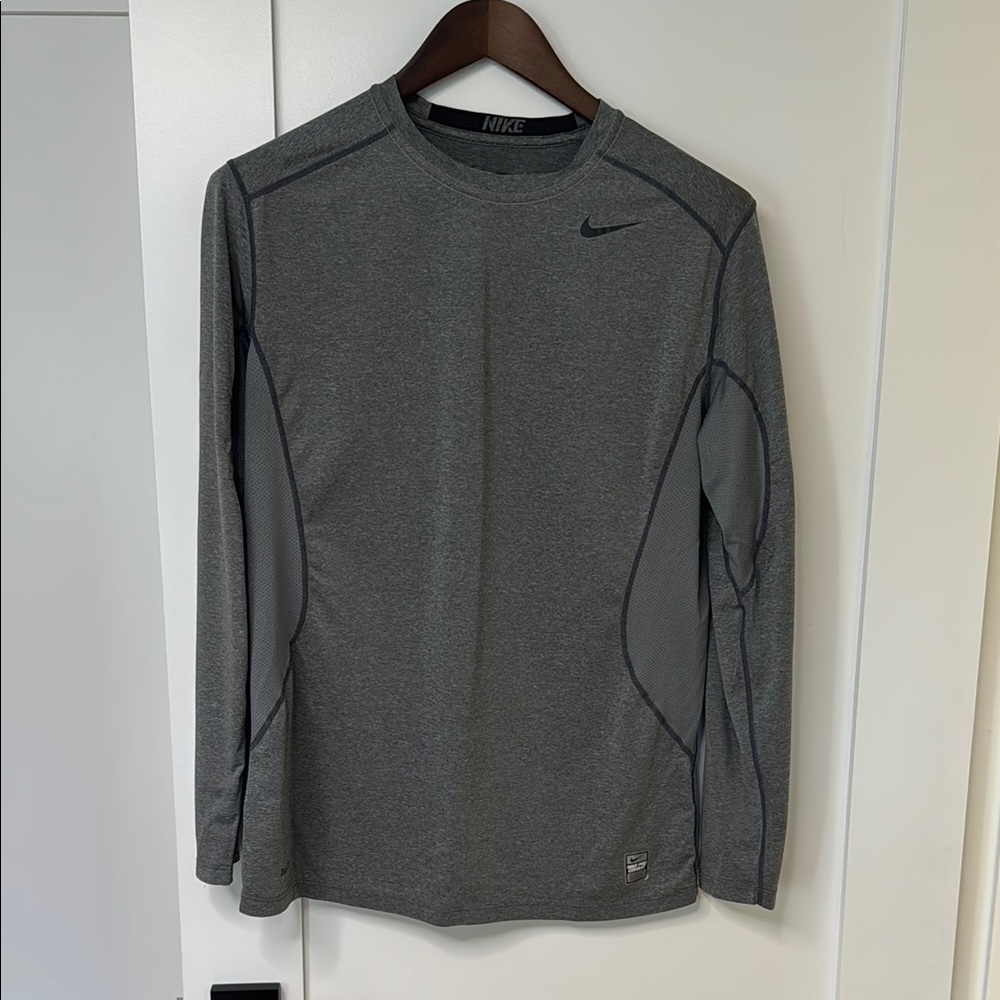 Men’s Nike Dri-Fit Pro Combat  Gray Long Sleeve Athletic Shirt